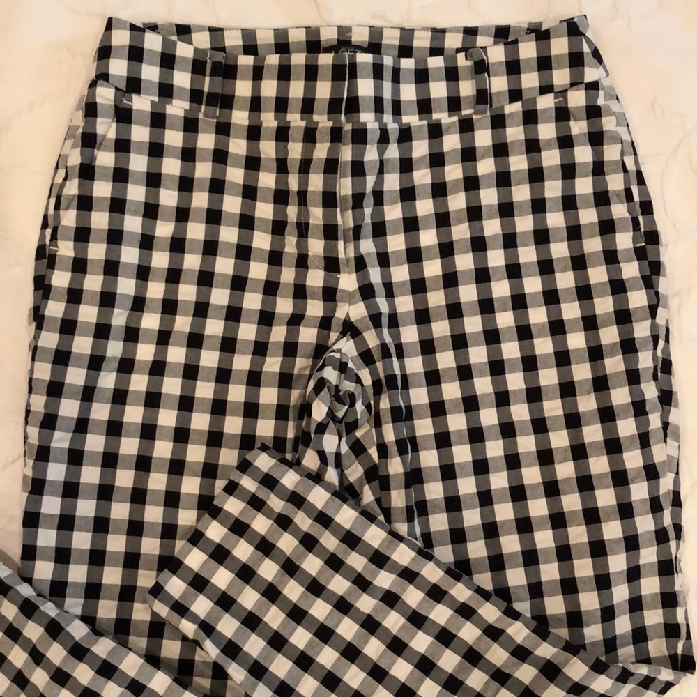 Loft Seersucker Buffalo Check Crop Pants - Picture 4 of 8